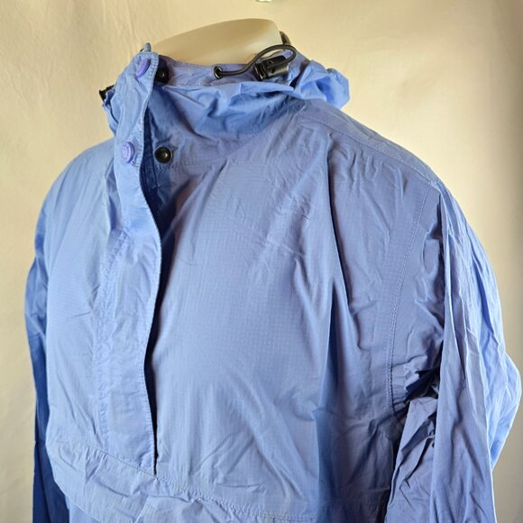 LL Bean Jacket Womens Medium Blue Rain Windbreaker Hooded Nylon Outdoors Light - Picture 6 of 14